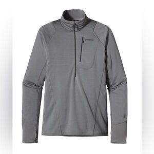 Men’s Patagonia regulator R1 gray tech face 1/2 zip base layer jacket